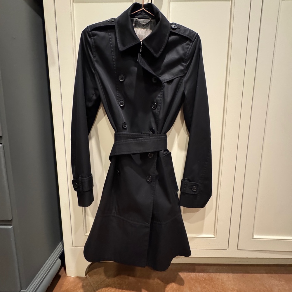 Banana Republic Black Double-Breasted Trench with Belt